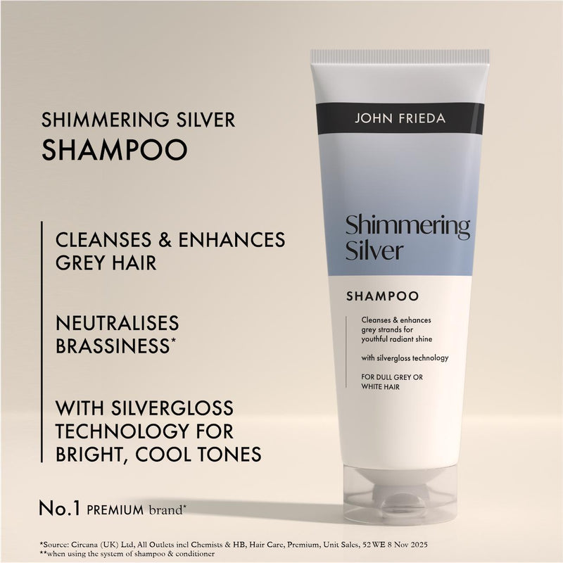 John Frieda Shimmering Silver Shampoo 250ml, imported from the UK