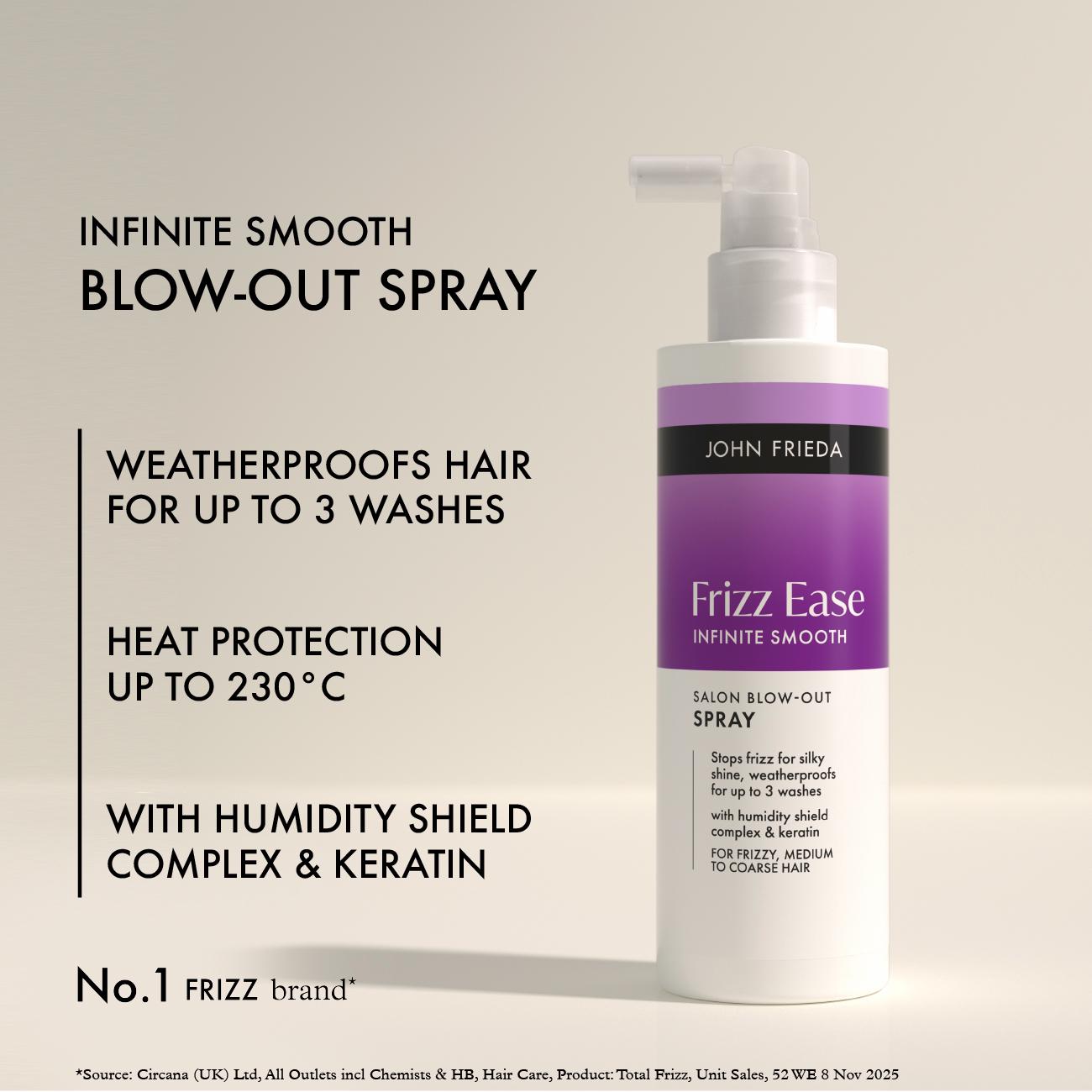 John Frieda Frizz Ease Infinite Smooth blow out spray 200ml, UK version