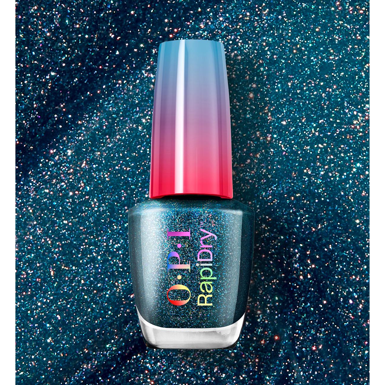 OPI holographic blue glitter quick dry nail polish, UK version