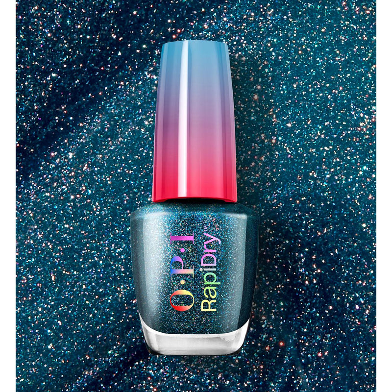 OPI holographic blue glitter quick dry nail polish, UK version
