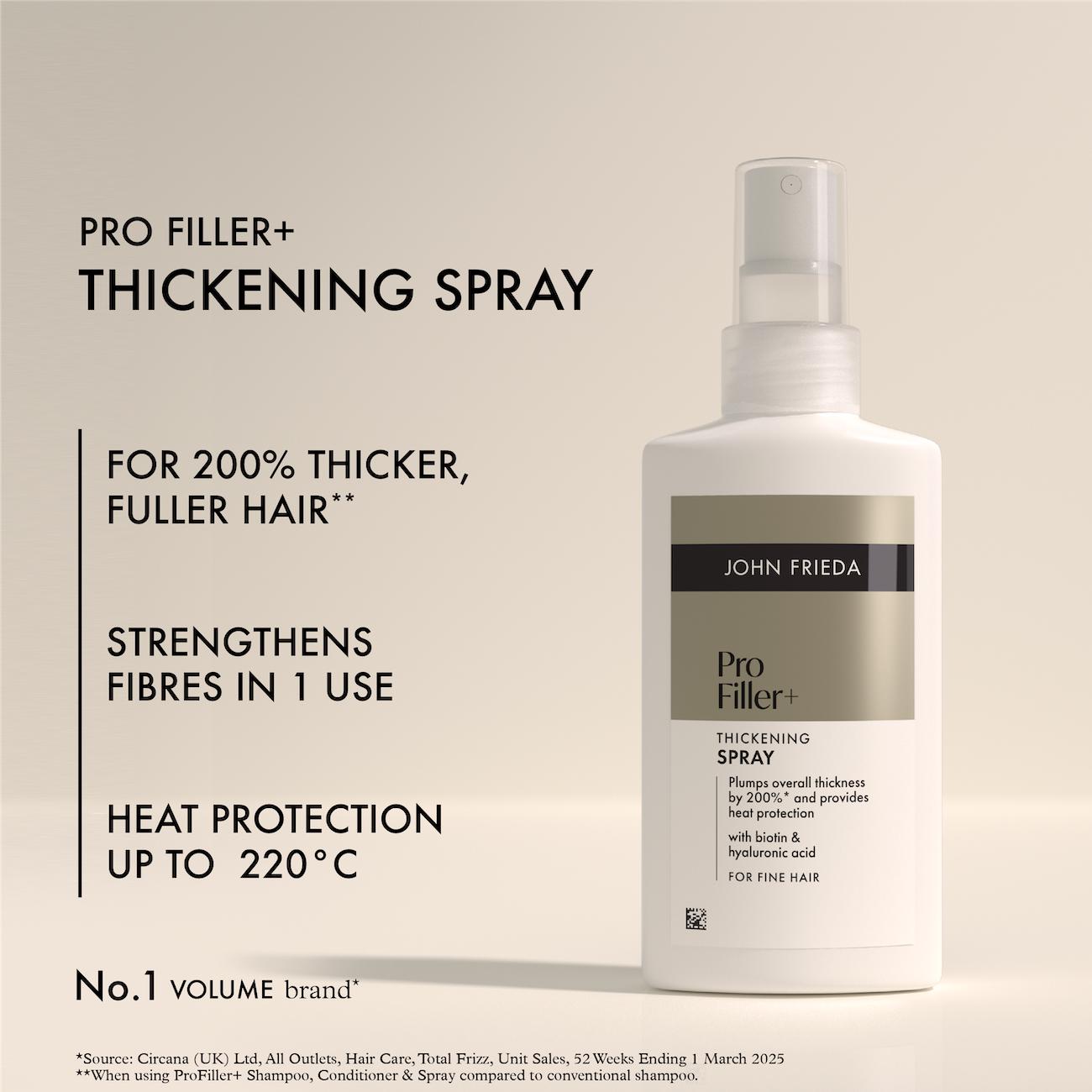 John Frieda Pro Filler Thickening Spray 150ml, imported from the UK