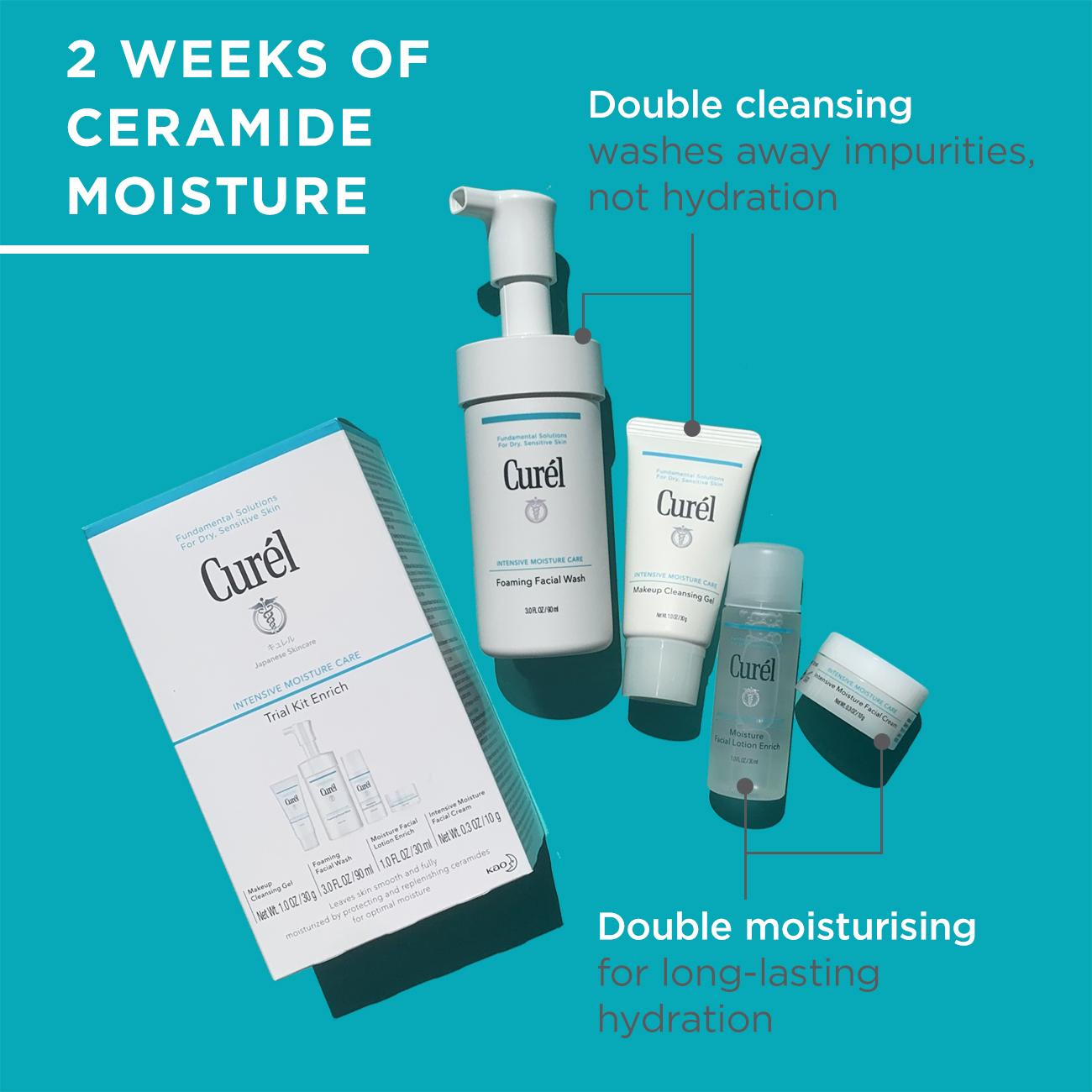 Curél Enrich travel kit for dry sensitive skin 2 week skincare routine - British product