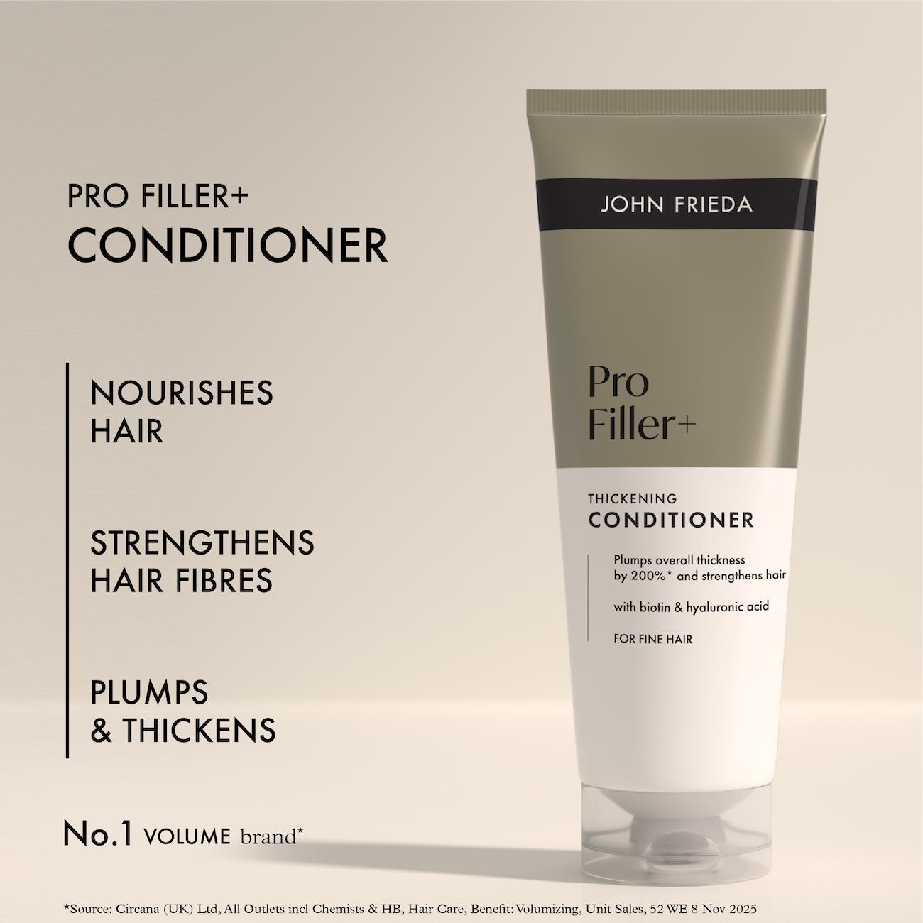 John Frieda Pro Filler+ Thickening Conditioner 250ml, imported from the UK