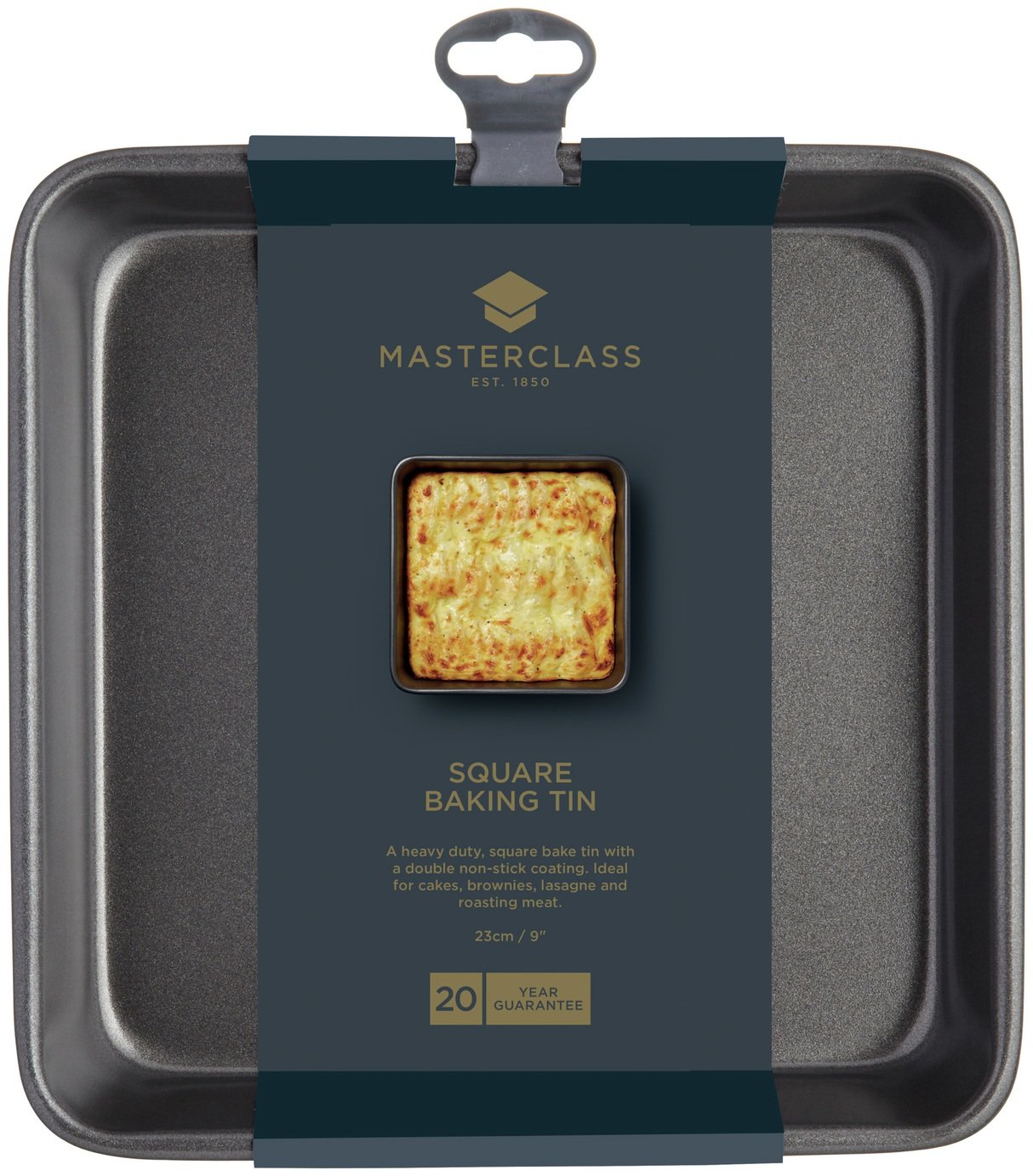 Masterclass square carbon steel baking tin 23cm, imported from the UK