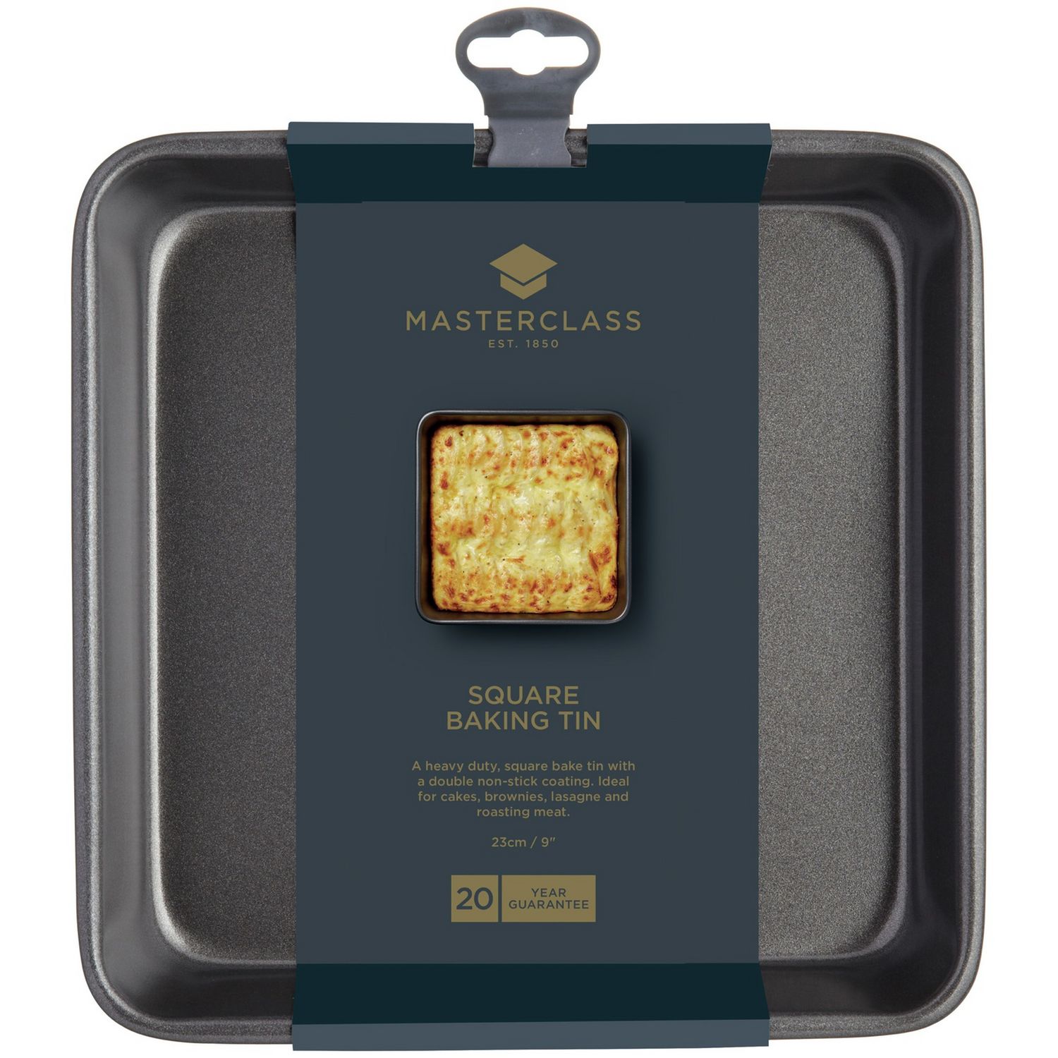 Masterclass square carbon steel baking tin 23cm, imported from the UK