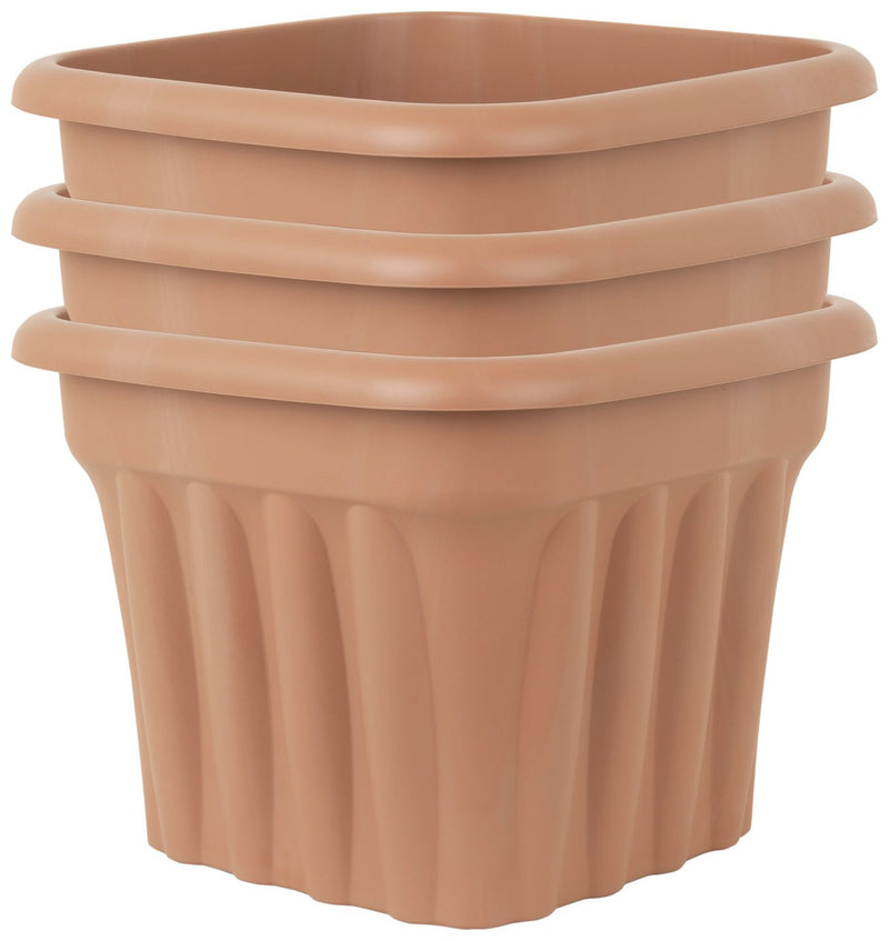 Wham plastic planter set of 3 in terracotta, 40cm square (British brand)