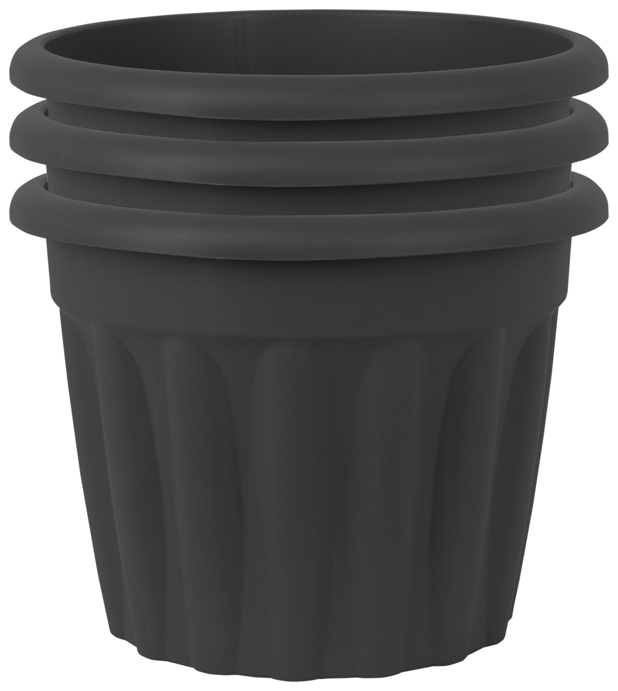 Wham 40cm round plastic planter set of 3 in slate (British brand)