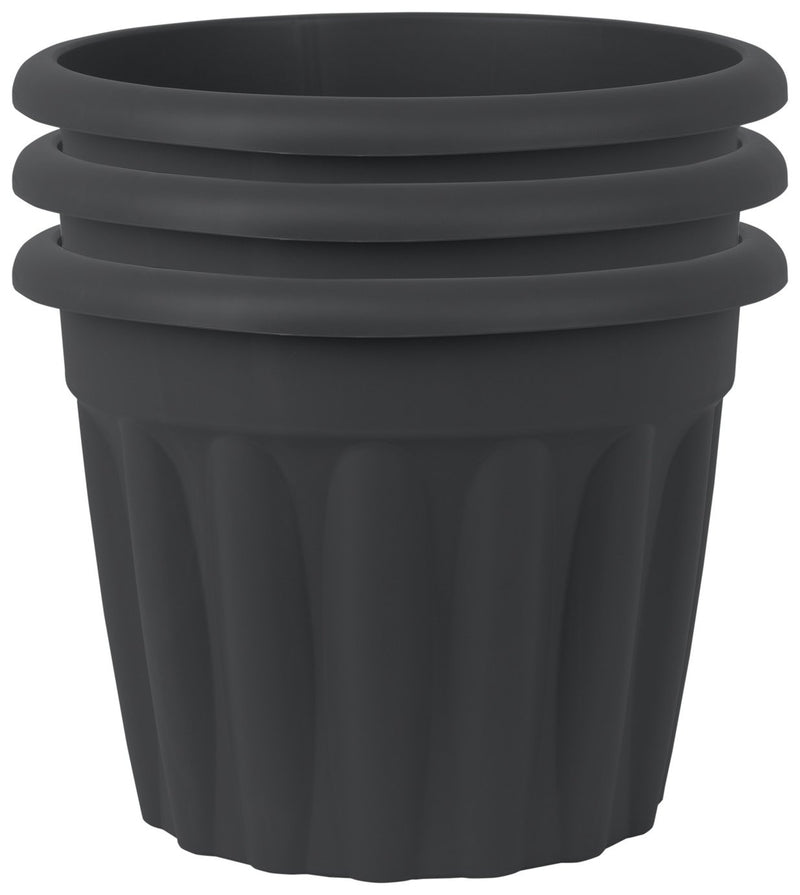 Wham 40cm round plastic planter set of 3 in slate (British brand)