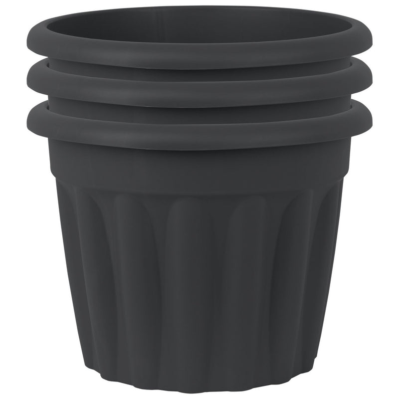Wham 40cm round plastic planter set of 3 in slate (British brand)