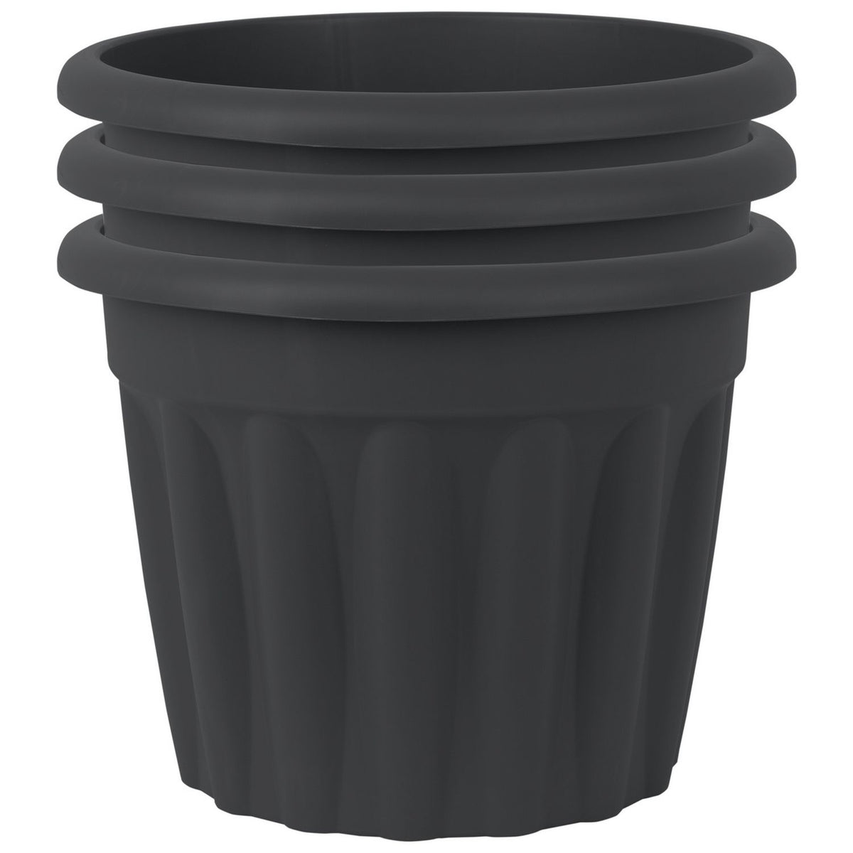 Wham 40cm round plastic planter set of 3 in slate (British brand)
