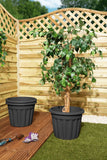 Wham 40cm round plastic planter set of 3 in slate (British brand)