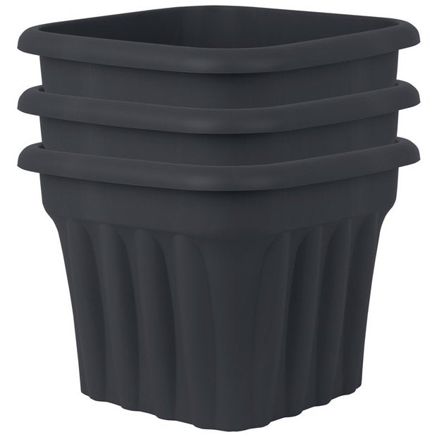 Wham plastic planter set of 3 in slate, 40cm (British brand)