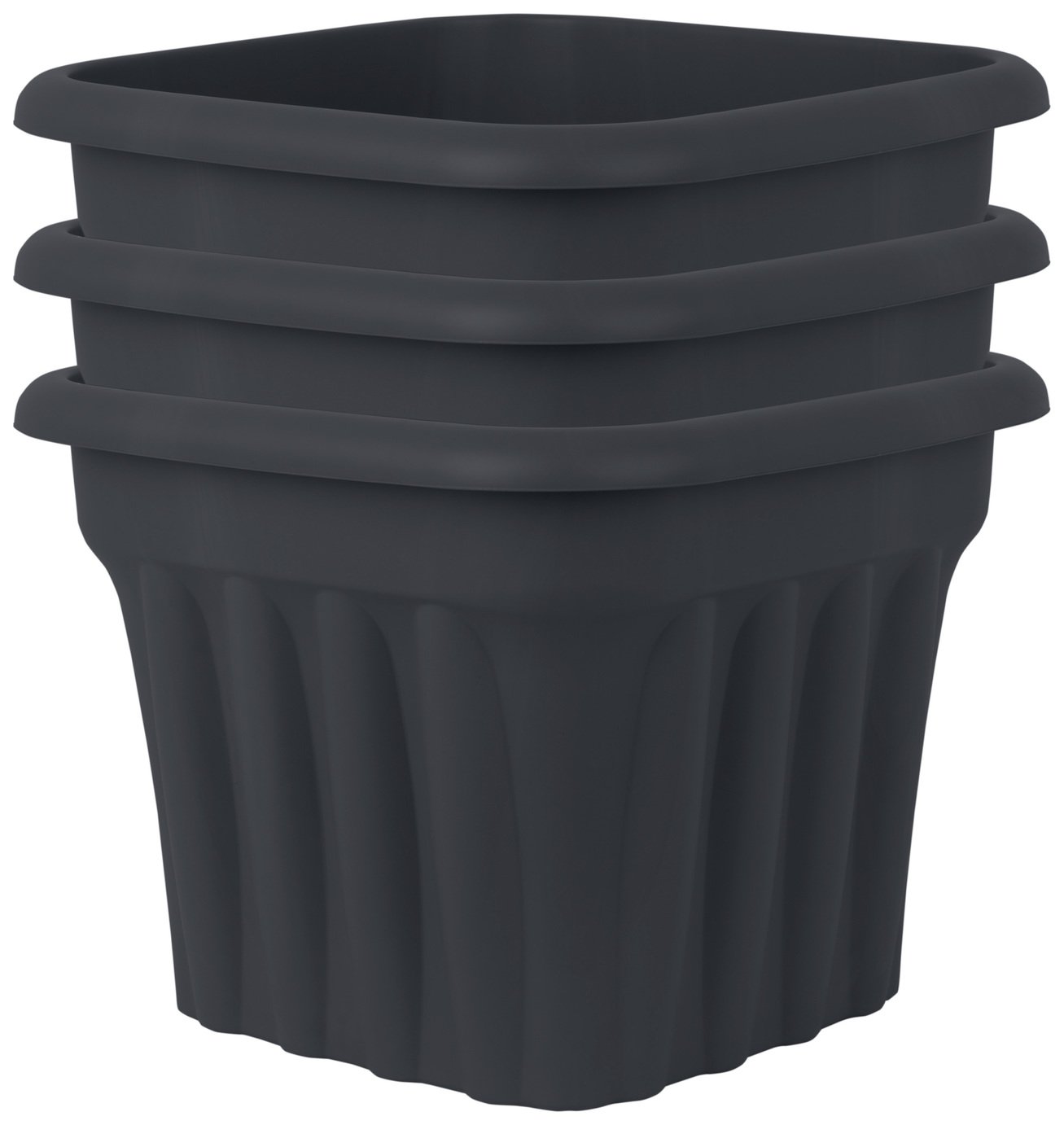 Wham plastic planter set of 3 in slate, 40cm (British brand)
