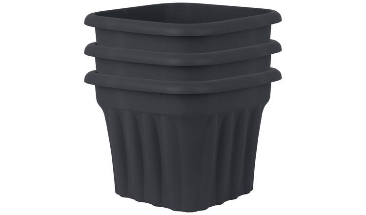 Wham plastic planter set of 3 in slate, 40cm (British brand)