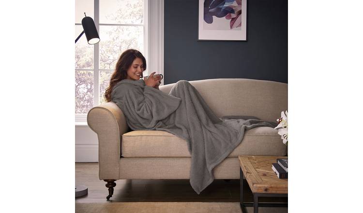 Silentnight Snugsie wearable blanket with sleeves Grey Large (British brand)