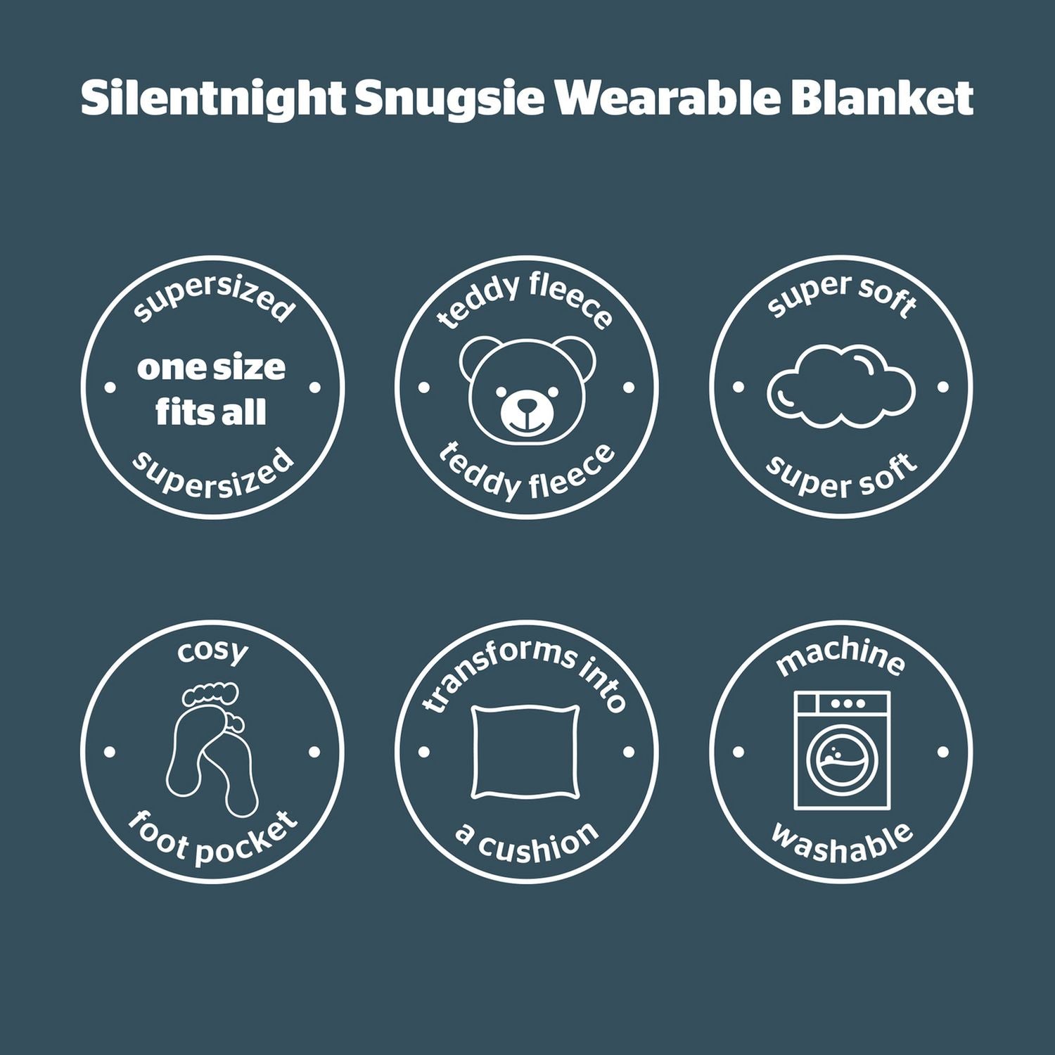 Silentnight Snugsie wearable blanket with sleeves Grey Large (British brand)