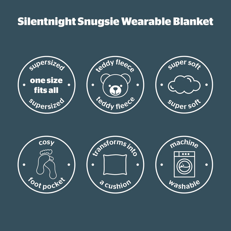 Silentnight Snugsie wearable blanket with sleeves Grey Large (British brand)