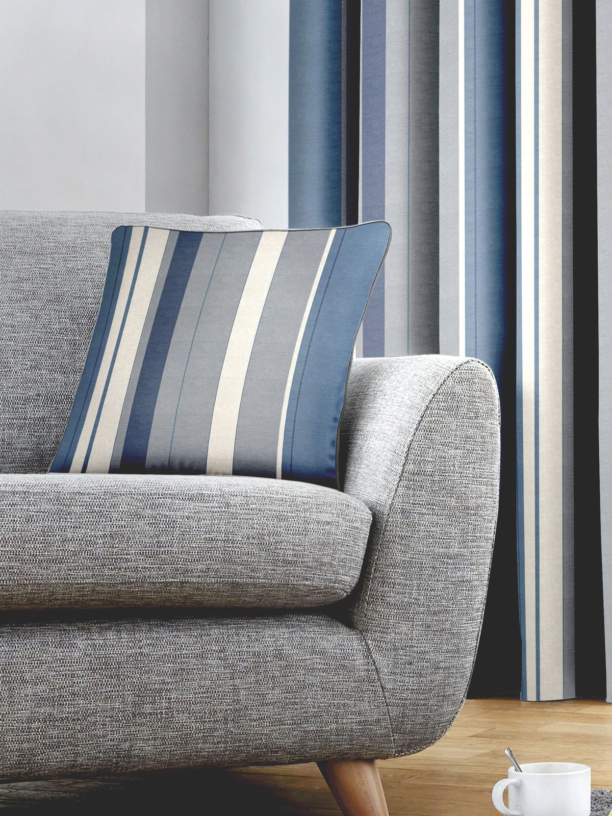 Fusion Whitworth square cushion blue cotton (British brand)