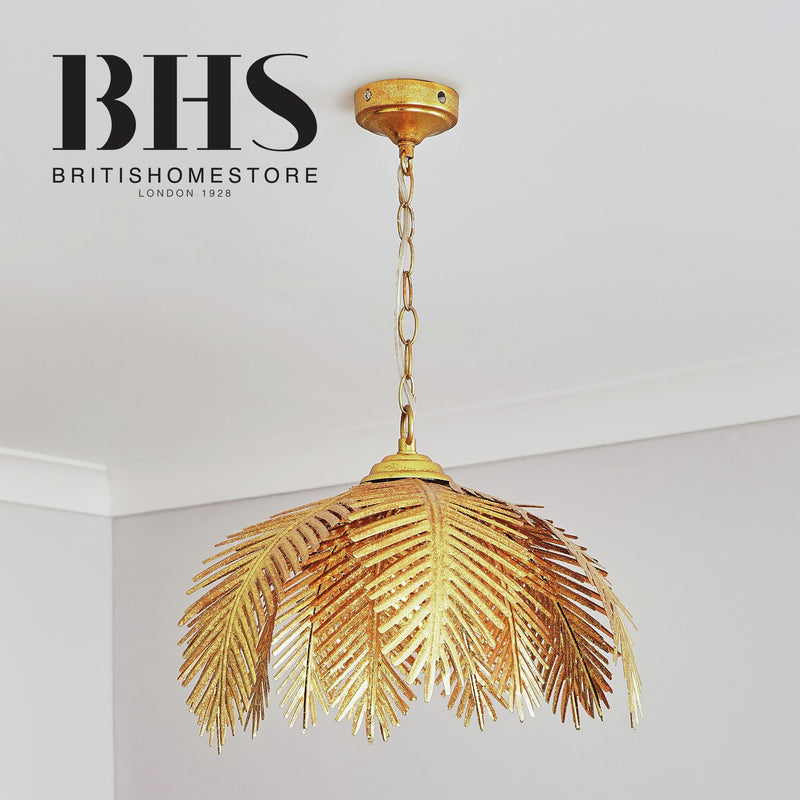 BHS Brooklyn Leafy Metal Pendant Ceiling Light in gold - British product