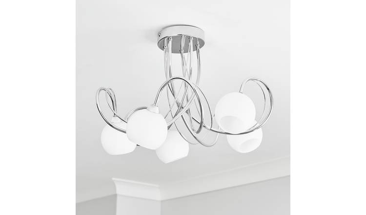 BHS Acacia flush ceiling light in silver, diameter 43cm - British product
