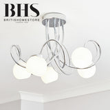 BHS Acacia flush ceiling light in silver, diameter 43cm - British product