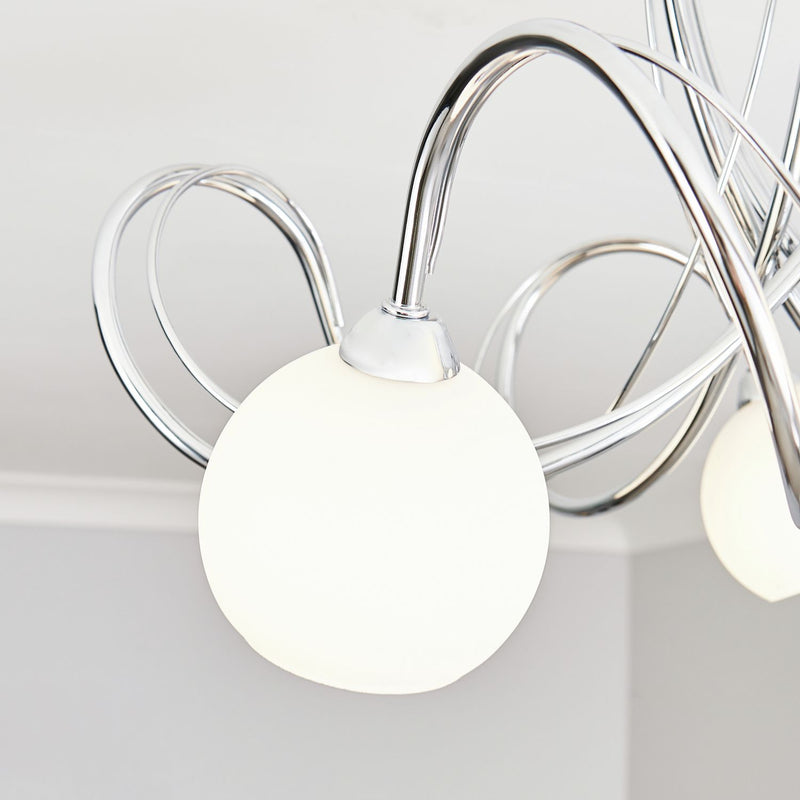 BHS Acacia flush ceiling light in silver, diameter 43cm - British product