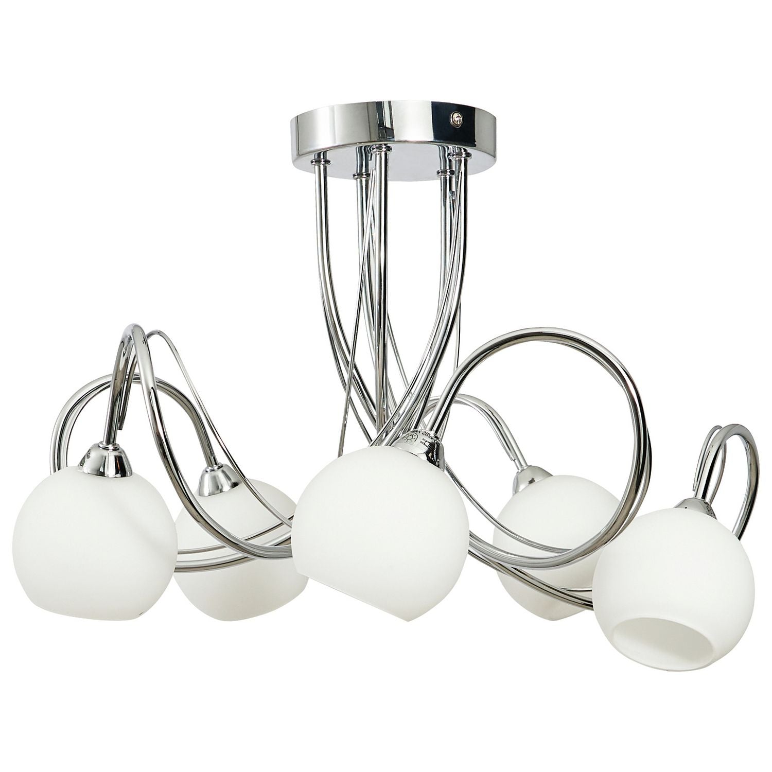 BHS Acacia flush ceiling light in silver, diameter 43cm - British product