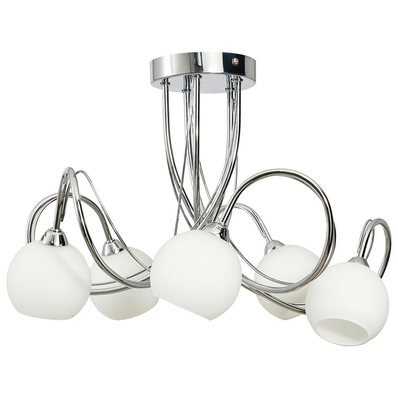 BHS Acacia flush ceiling light in silver, diameter 43cm - British product