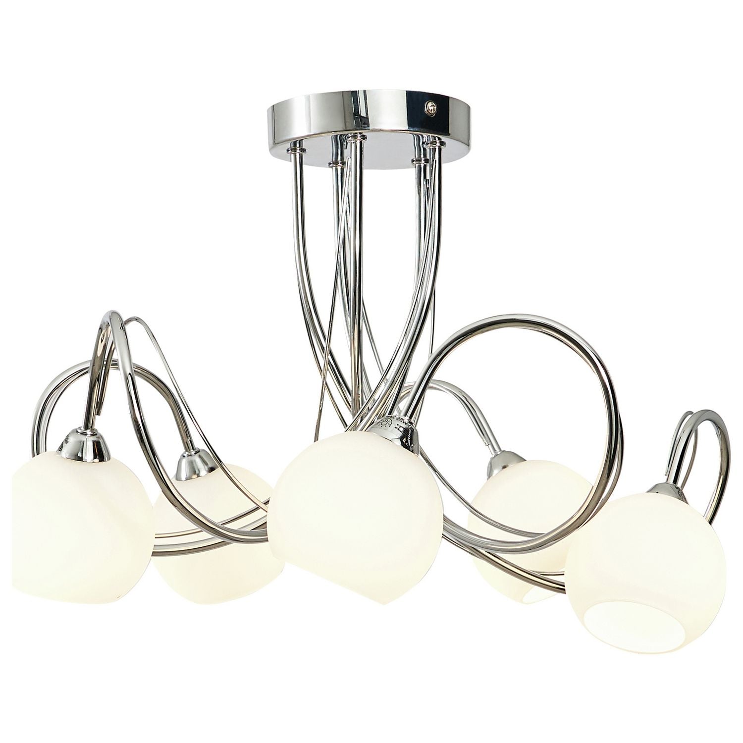 BHS Acacia flush ceiling light in silver, diameter 43cm - British product