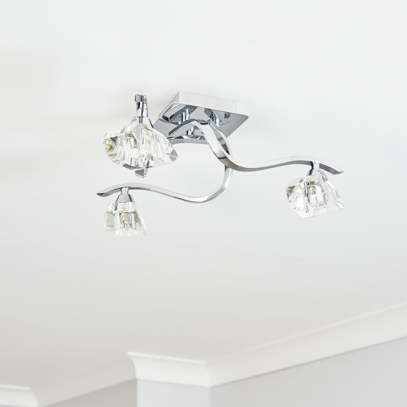 BHS Scorpio Silver glass flush ceiling light 48cm diameter - British product