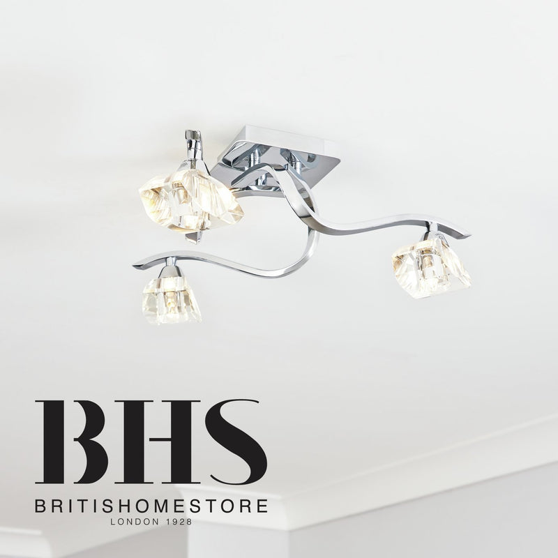 BHS Scorpio Silver glass flush ceiling light 48cm diameter - British product