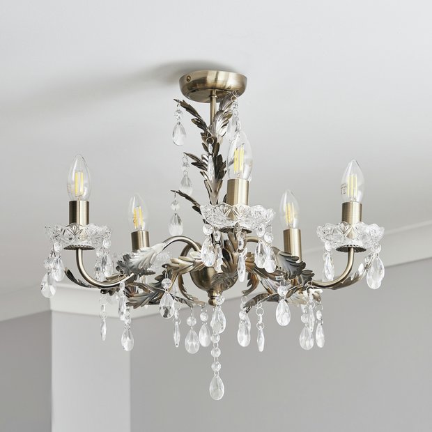 BHS Josefine glass 5 light brass chandelier - British product