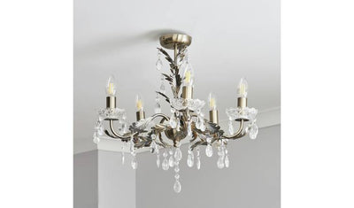 BHS Josefine glass 5-lykter messing lysekrone