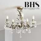 BHS Josefine glass 5 light brass chandelier - British product