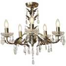 BHS Josefine glass 5 light brass chandelier - British product