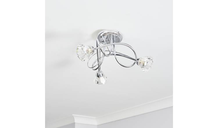 BHS Sagitarius glass flush ceiling light in silver - British product