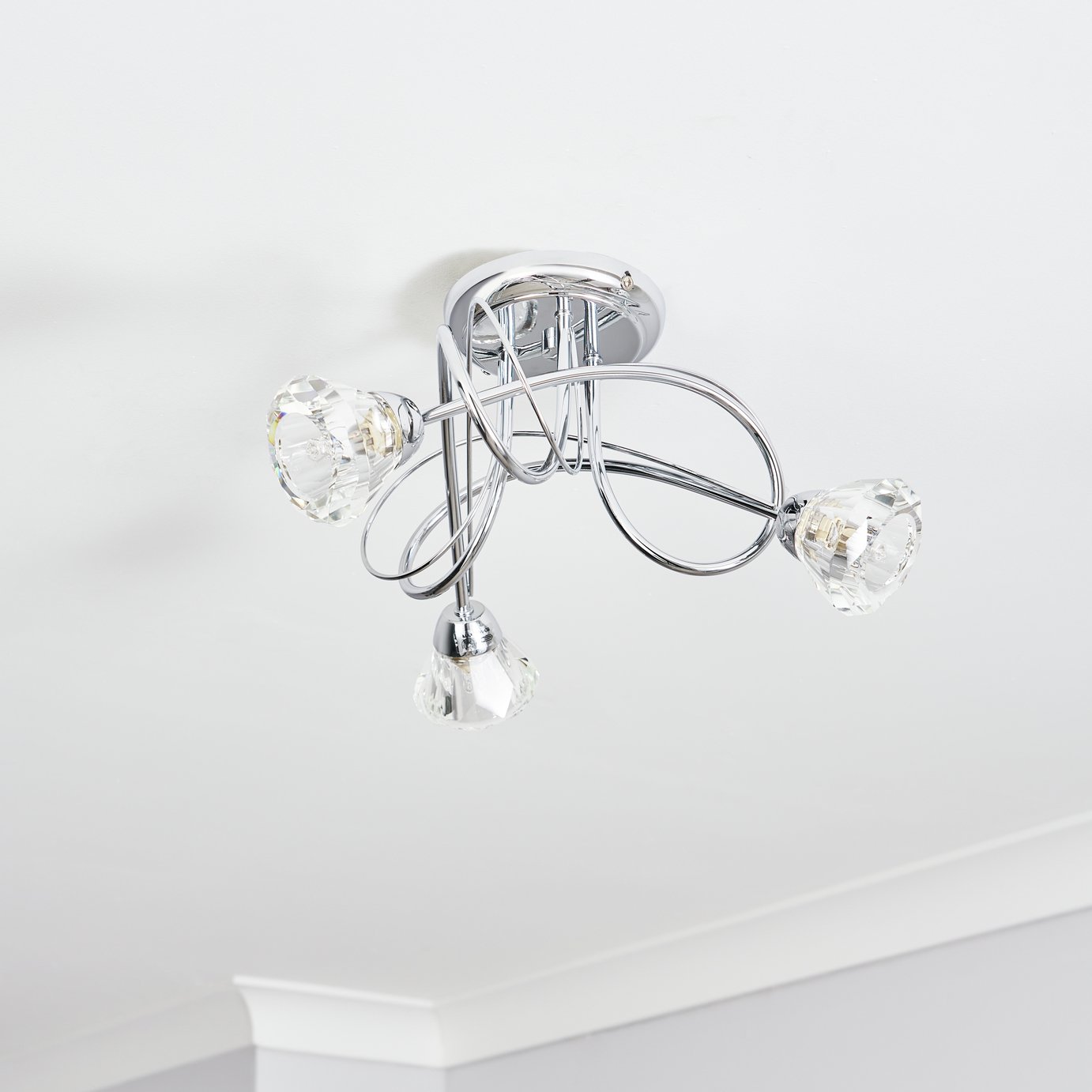 BHS Sagitarius glass flush ceiling light in silver - British product