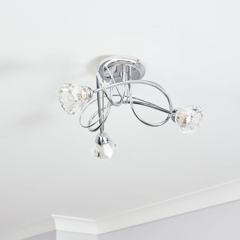 BHS Sagitarius glass flush ceiling light in silver - British product