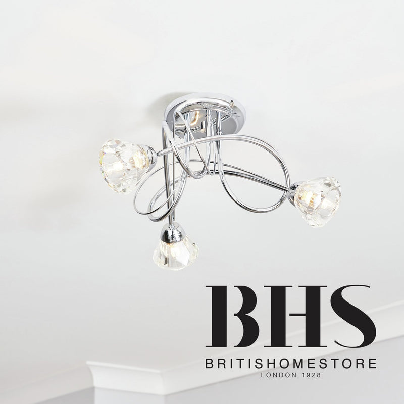 BHS Sagitarius glass flush ceiling light in silver - British product