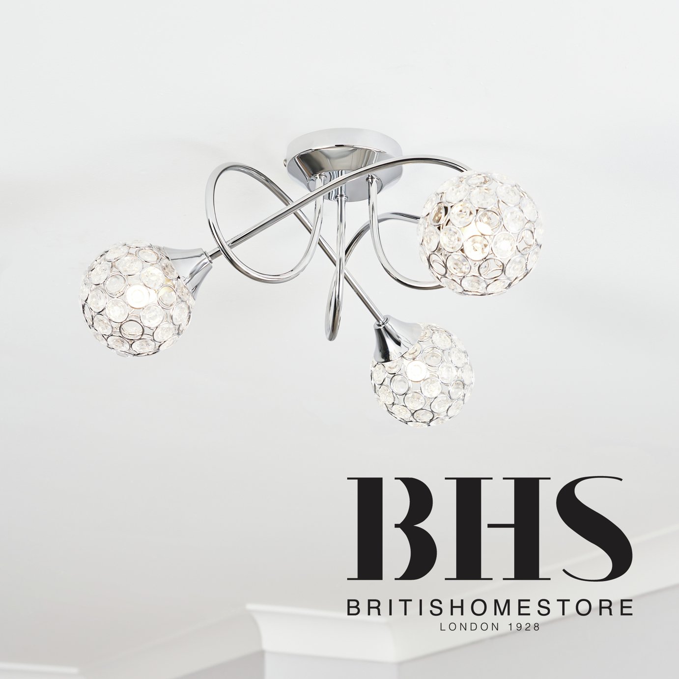 BHS Orchid ceiling light silver 42cm diameter - British product