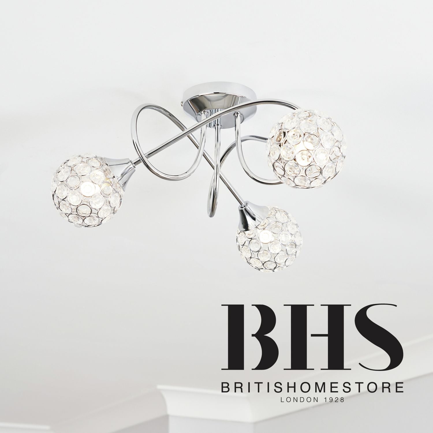 BHS Orchid ceiling light silver 42cm diameter - British product