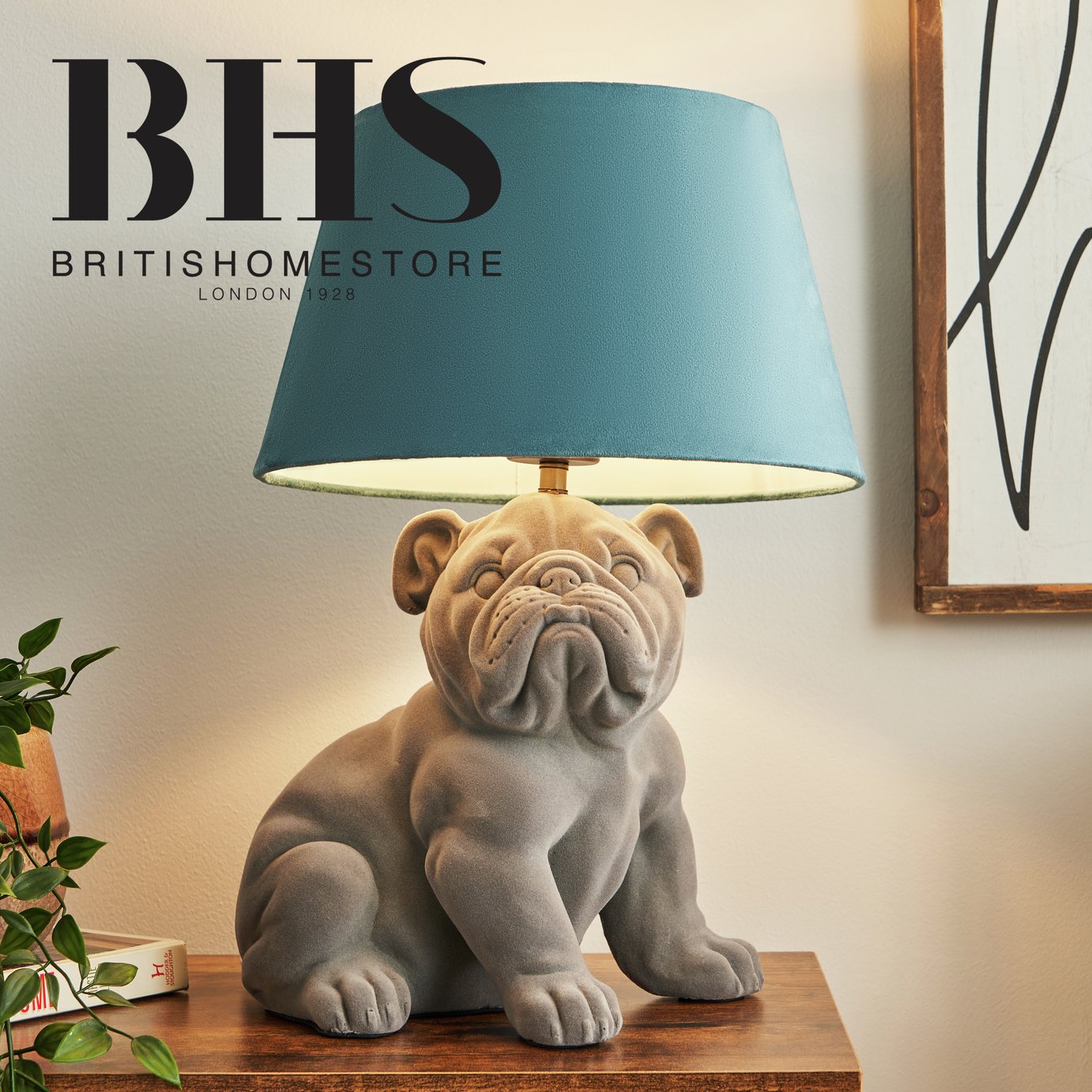 BHS Brent Bulldog table lamp teal and grey - British product
