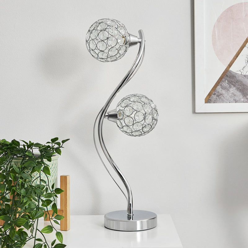BHS Orchid 2 Light Table Lamp silver - British product