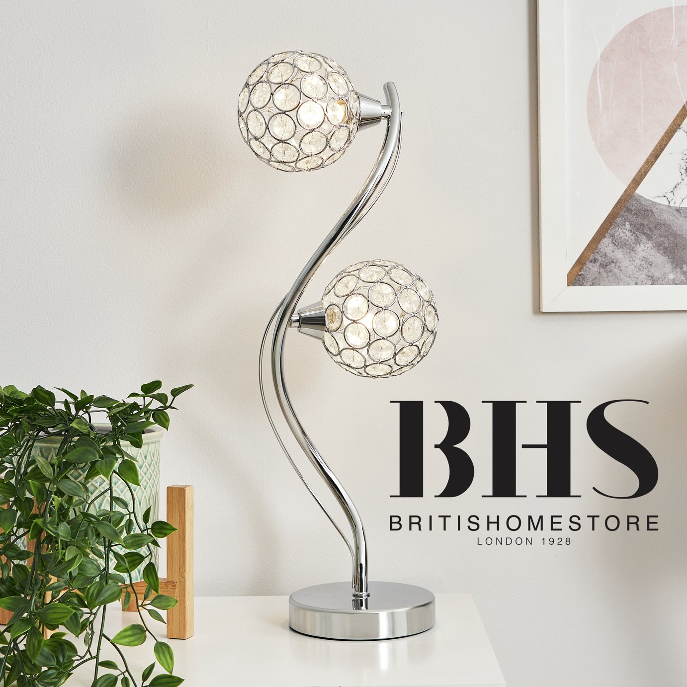 BHS Orchid 2 Light Table Lamp silver - British product