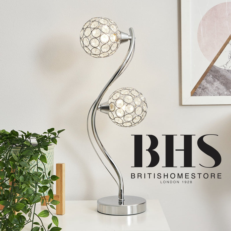 BHS Orchid 2 Light Table Lamp silver - British product