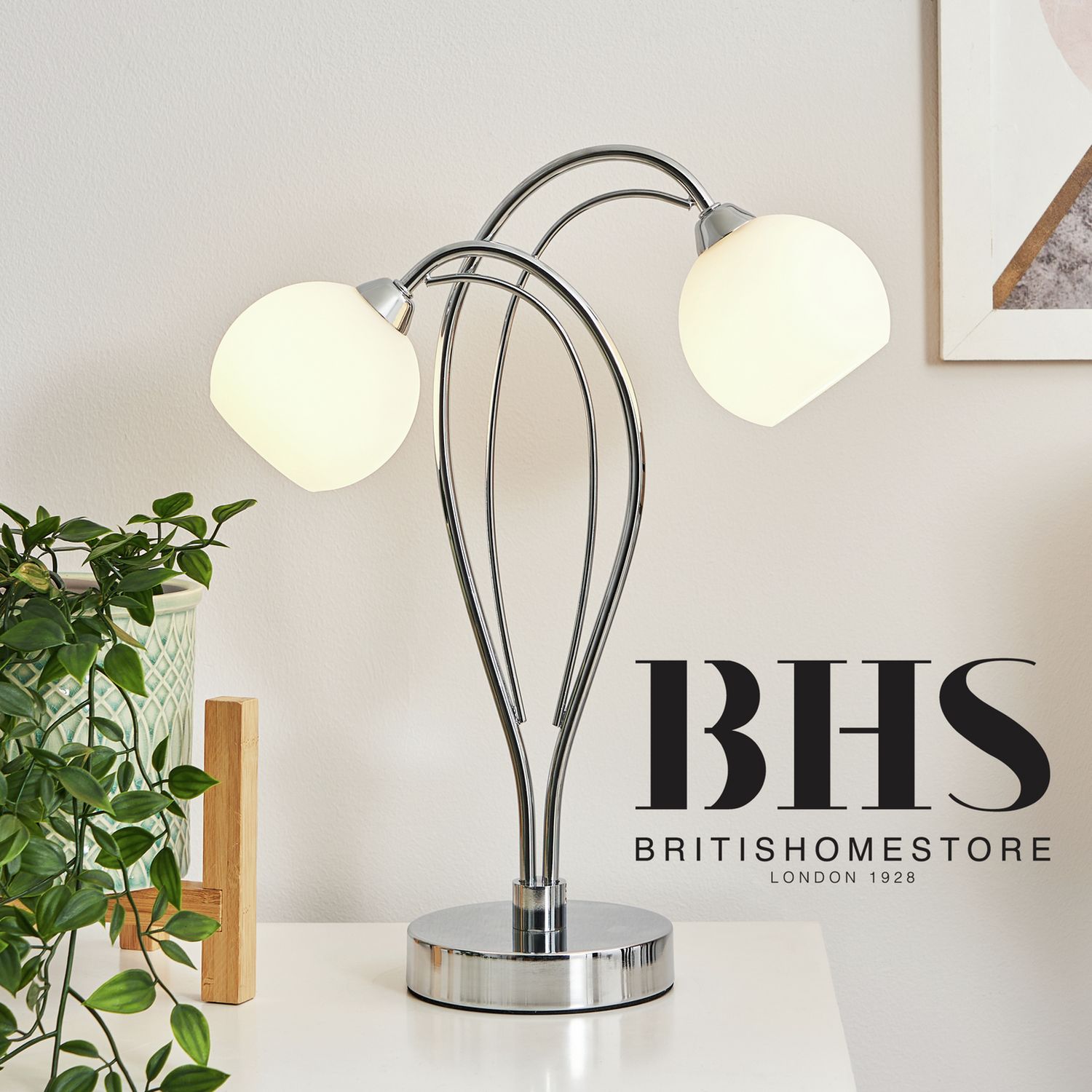 BHS Acacia silver table lamp - British product