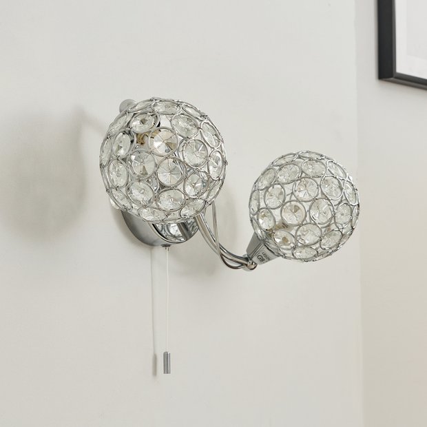BHS Orchid Alice chrome glass wall light - British product