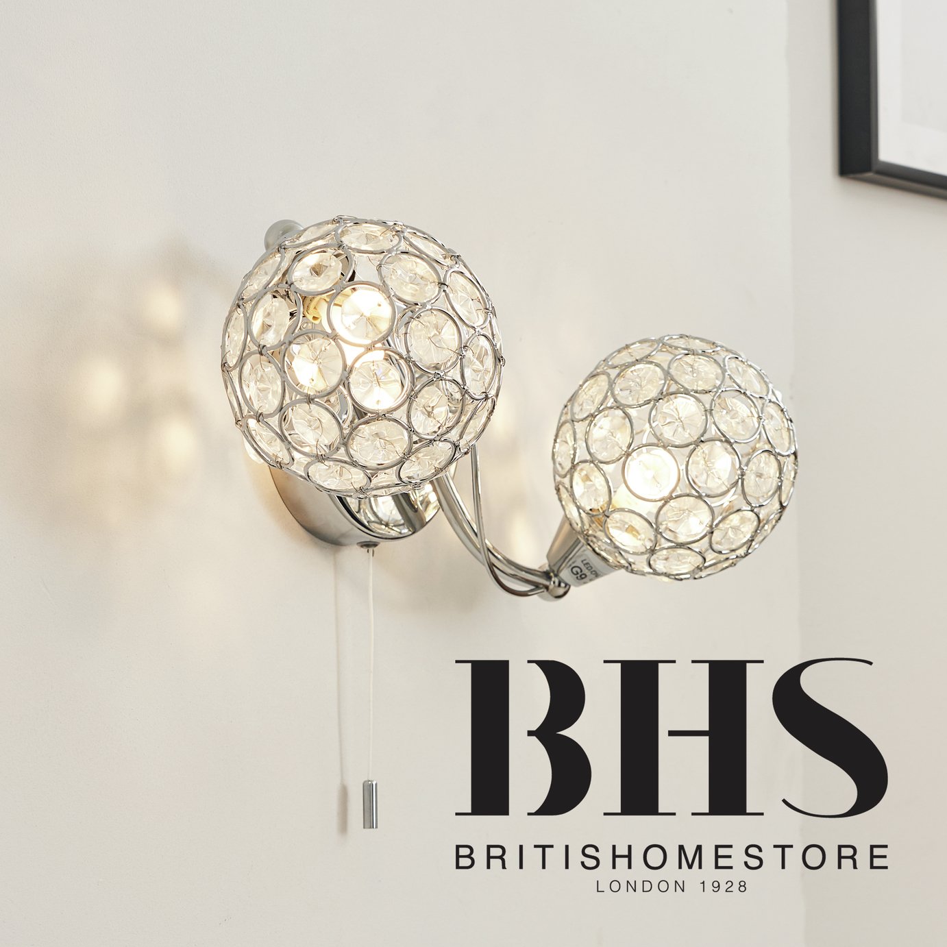 BHS Orchid Alice chrome glass wall light - British product