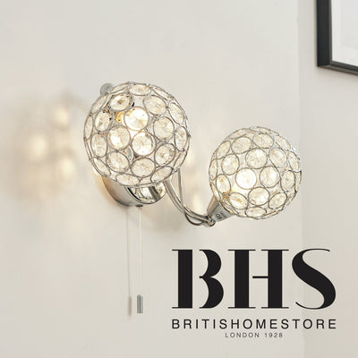 Argos BHS Orchid Alice Chrome Glass Wall Light- Buy online at McGrocer