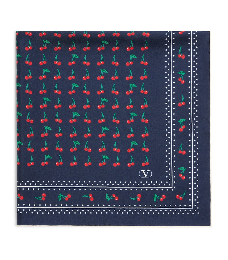 Valentino Garavani Cherryfic print silk scarf 70x70cm, UK version